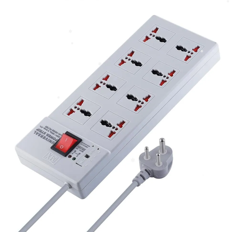 Mx Power Strip With 8 Universal Socket, Master Switch, Power Indicator, And Child Safety Shutter 1.5 Mtr Cord Length - Warranty: No Warranty