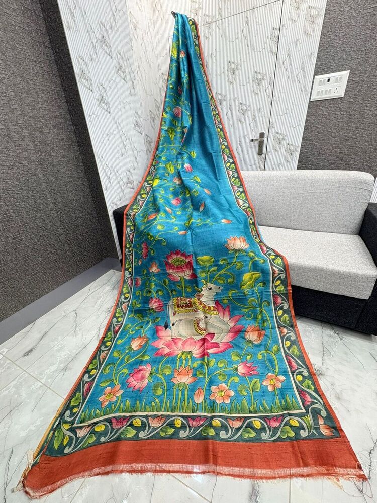 Hand Painting Tussar Silk Saree
