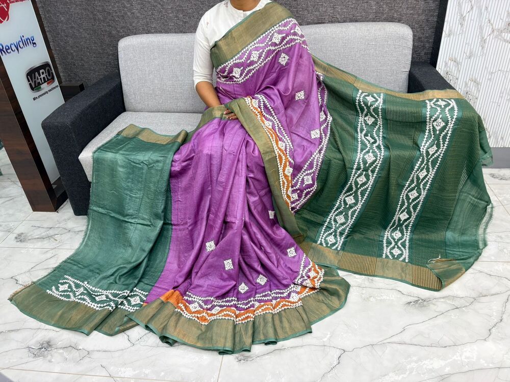 Lambani Work Tussar Silk Saree