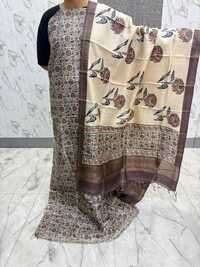 Floral Printed Tussar Suit And Dupatta - Color: Different Available