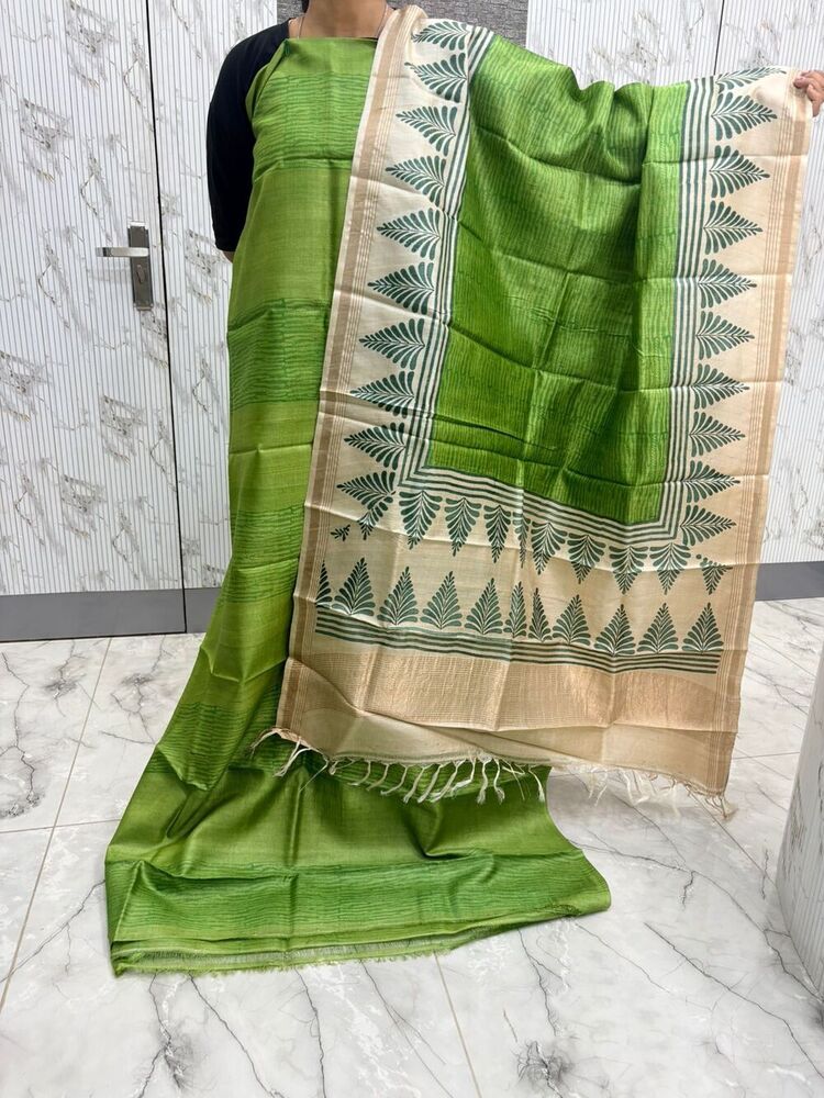 Green Tussar Suit And Dupatta