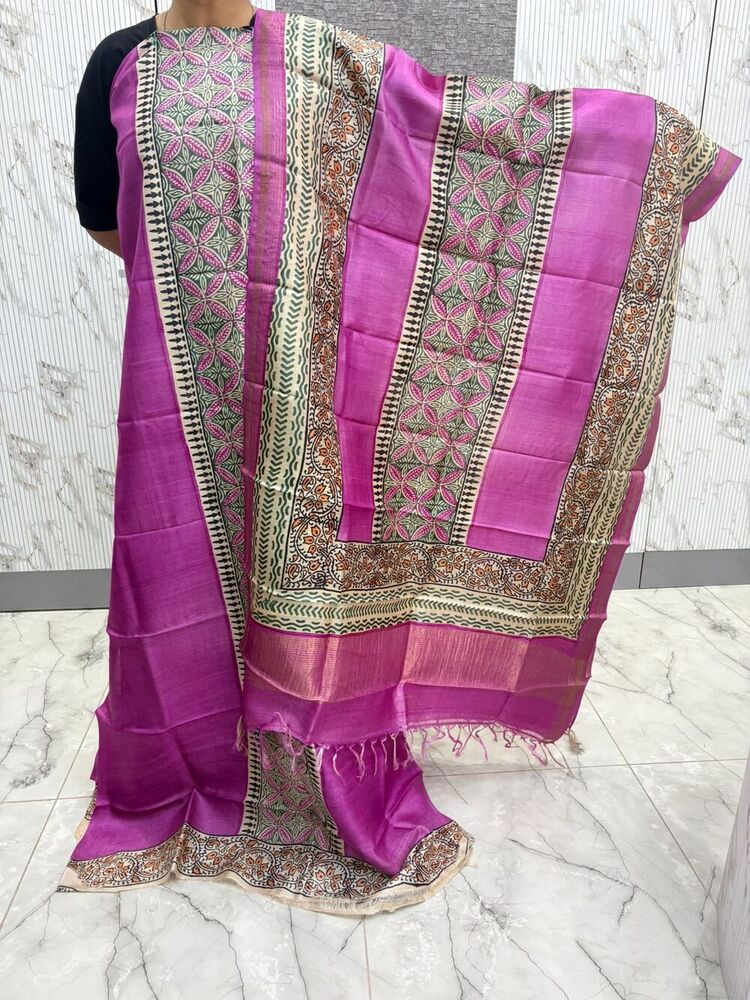 Pink Tussar Suit And Dupatta