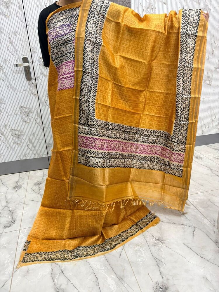 Yellow Tussar Suit And Dupatta