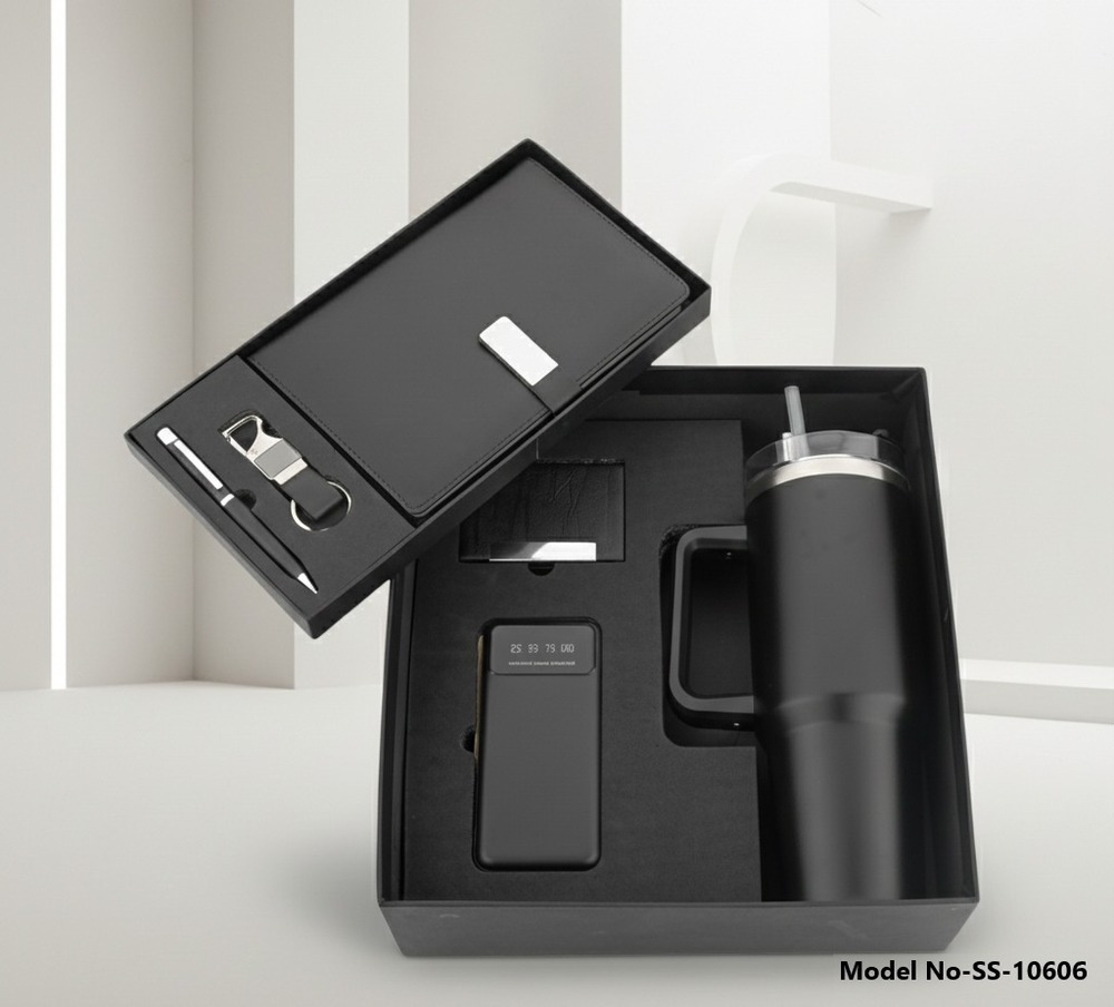(Ss-10606) 6-In-1 Stanley Mug Diary Pen Keychain Cardholder - Color: Black