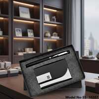 (ss-10207) Gift Set Of Pen And Card Holder With Logo Branding - Color: Black