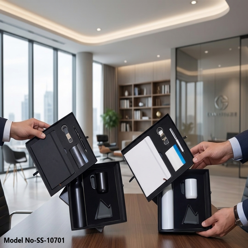 Premium Leather Combo Corporate Gift Set With Diary Bottle Mobile Stand & Accessories (Ss-10701) - Capacity: Bottle-500 Milliliter (Ml)