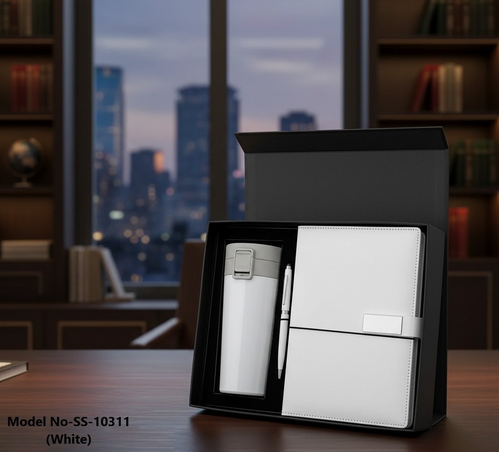 (SS-10311) Leather Corporate Gift Set Pen Bottle And Diary Comb