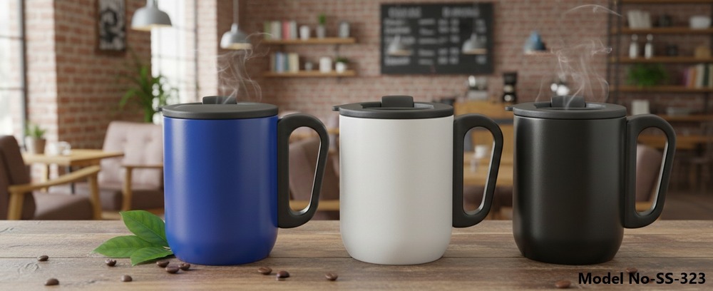 SS-323 Vacuum Insulated Steel Coffee Mug With Handle