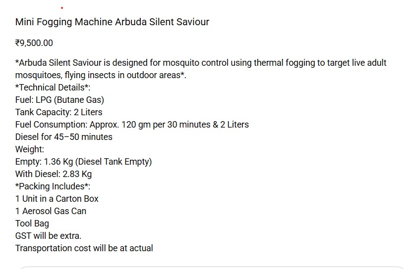 Mini Thermal Fogging Machine - Dimension (L*w*h): 495 L/ 254 W Millimeter (Mm)