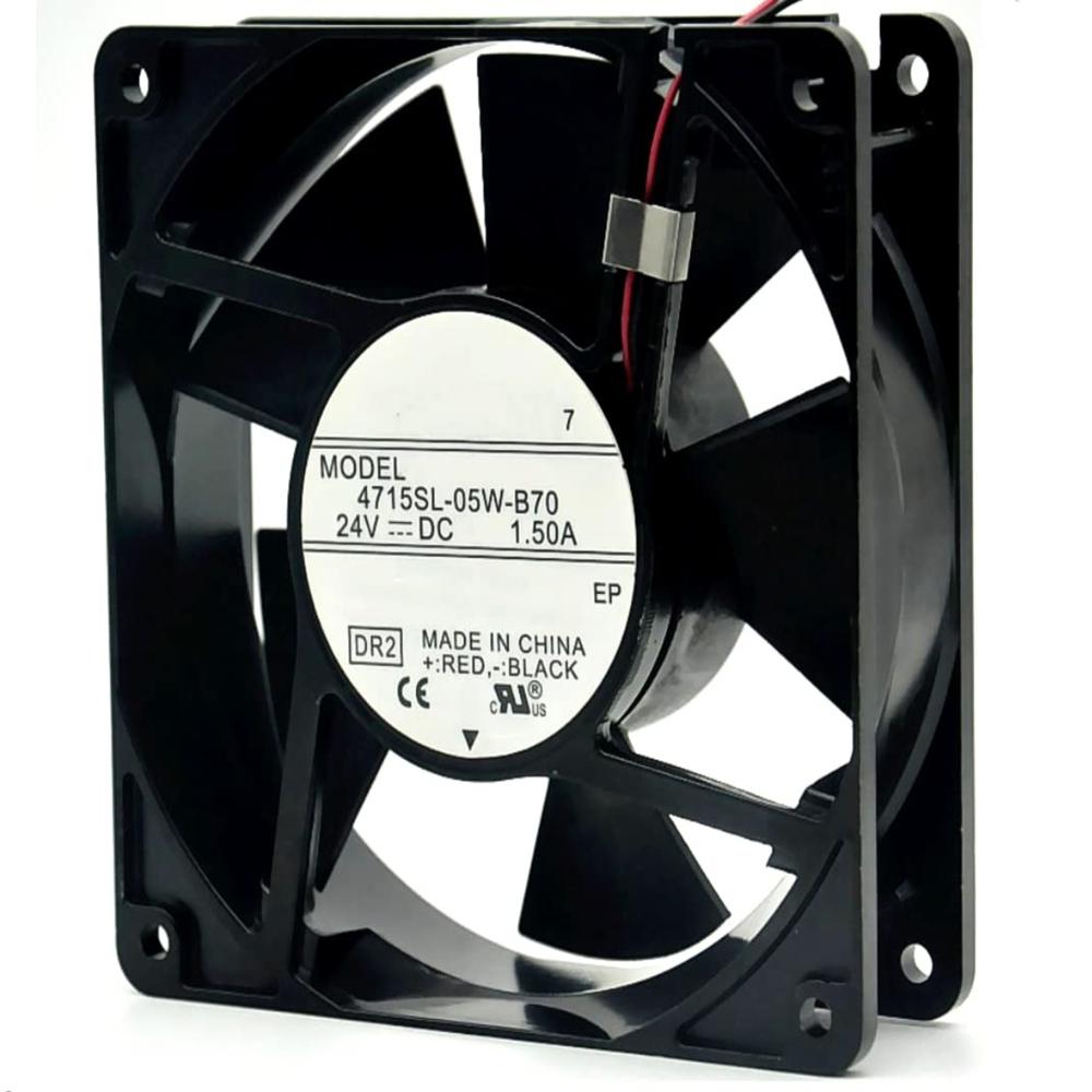 NMB-MAT 4715SL-05W-B70 24V 1.50A 2-Wire 12038mm Ball Bearing Industrial Axial Cooling Fan