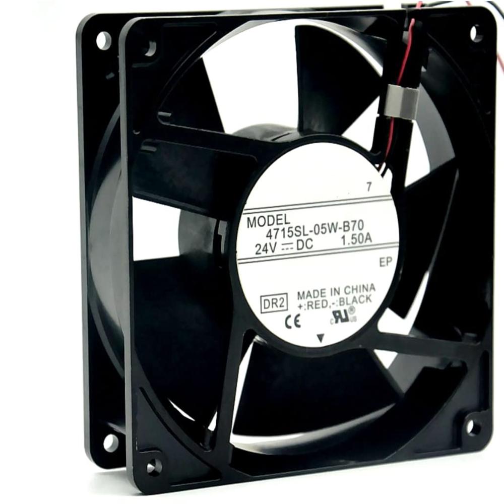 NMB-MAT 4715SL-05W-B70 24V 1.50A 2-Wire 12038mm Ball Bearing Industrial Axial Cooling Fan