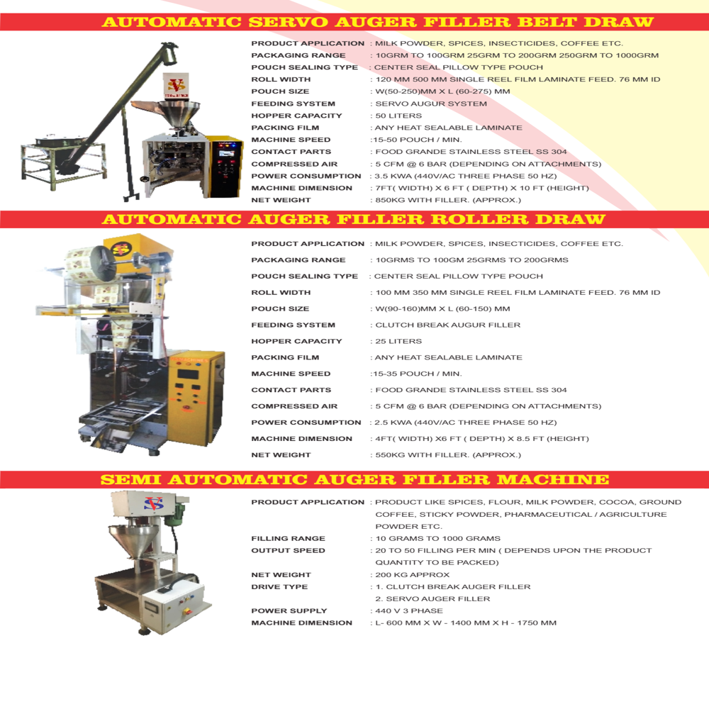 SEMI AUTOMATIC AUGER FILLER MACHINE