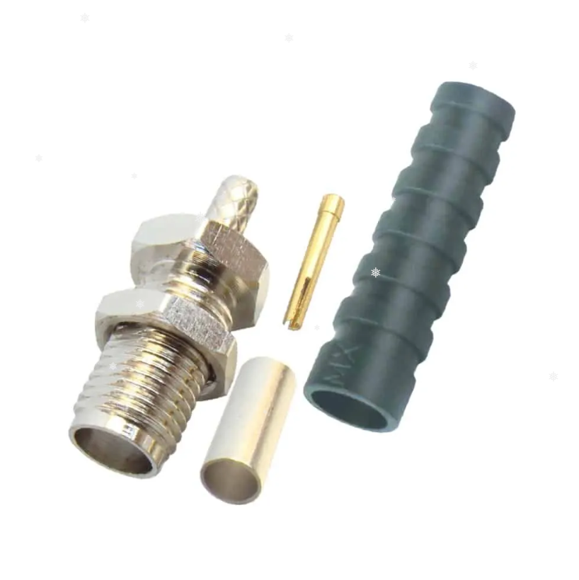MX SMA Female Crimping Type Bulkhead With Tefl-on For (174U) Cable With Boot