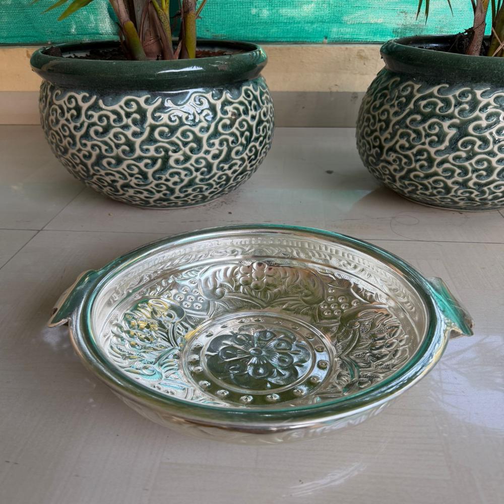  Shiny silvery germansilver urli with handles