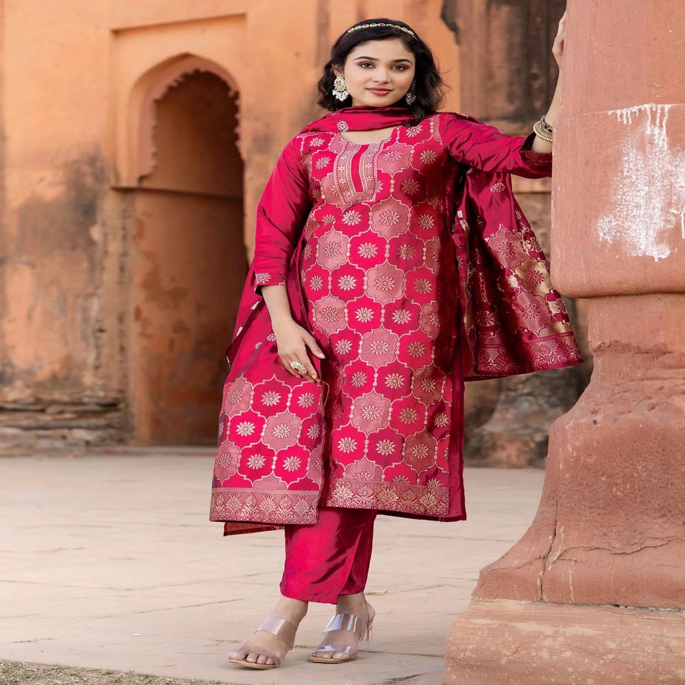 Pink Maharaja Suit - Bust Size: 36-44 Inch (In)