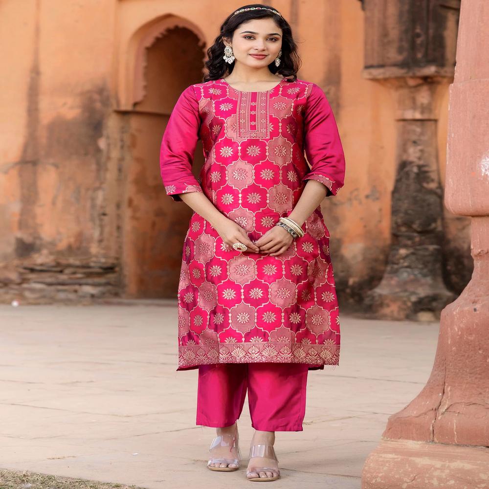 Pink Maharaja Suit - Bust Size: 36-44 Inch (In)