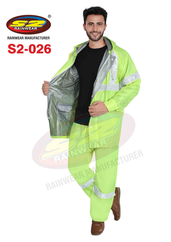S2-026 Reversible Rain Suit Fluorescent with Reflective Tape