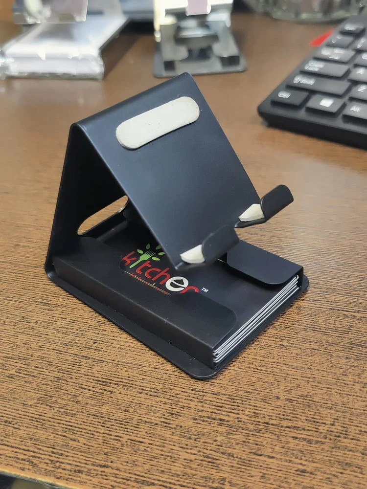 Black Metal Mobile Stand With Card Holder