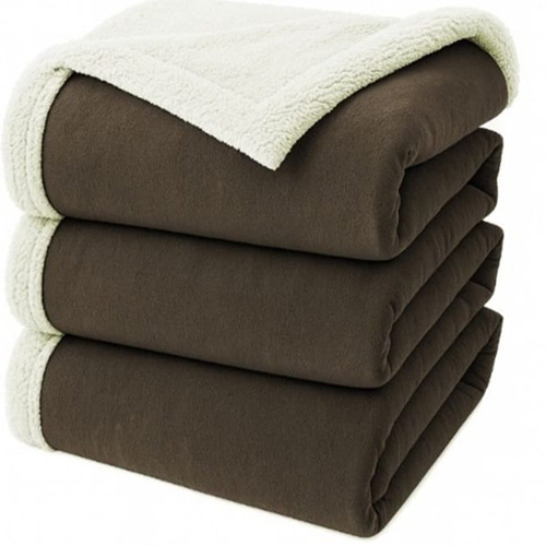 Dark Brown Reversible Sherpa And Flannel Blanket