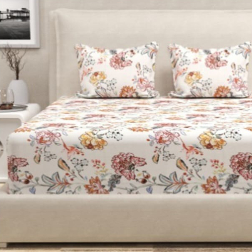 220 TC Floral Microfiber Doubble  Fitted Bedsheet