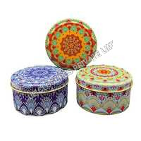 100gm Mandala Art Printed Tin Container - Color: Multicolor