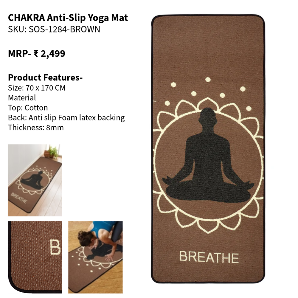 Chakra Breathe Anti-slip Cotton Yoga Mat - Battery Capacity: Manual Coulomb (c)