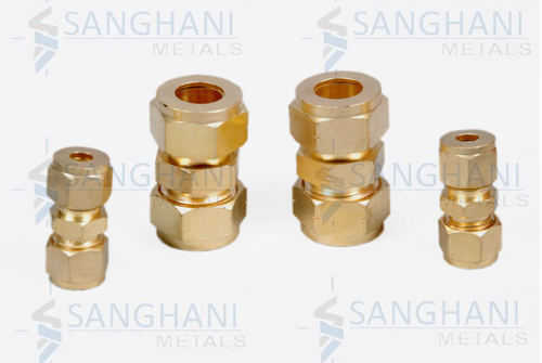 Brass Compression Fittings - Brass, 6-25mm Size Range, Golden Color, 100 Bar Pressure Rating | Compact, Corrosion Resistant, Simple Connection, Low Maintenance