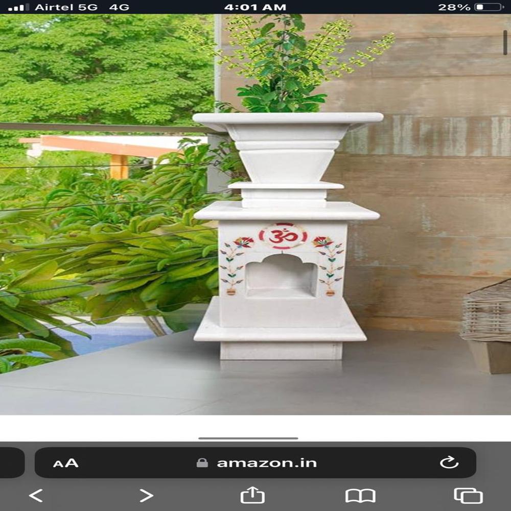 White Marble Tulsi Pot