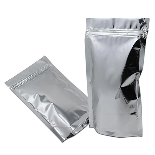 Aluminum Foil Zip Lock Stand Up Pouches - Color: Silver