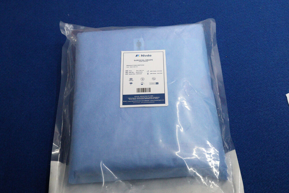 Disposable Turp Drape - Sms Material, 45 Gsm , Eto Sterile, Blue Color For Trans Urethral Resection Of Prostate Surgery