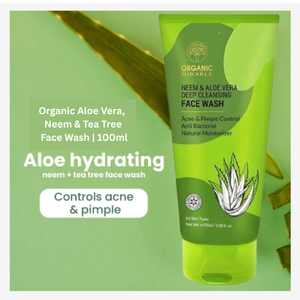 Elegantra Aloe Vera Neem Tea Tree Face Wash (Pack of 1) 100ml | Gentle Cleanser for Clear & Fresh Skin made with pure aloevera