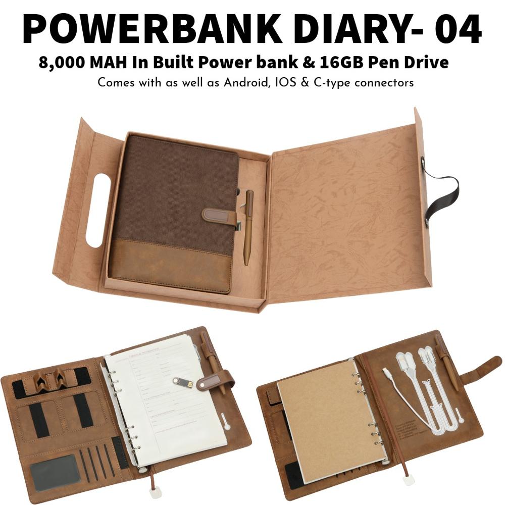 Diary & Pen Set With Inbuilt 10000 Mah Power Bank & Wireless Charging - Battery Capacity: 8000 Milliampere-hour (mah)
