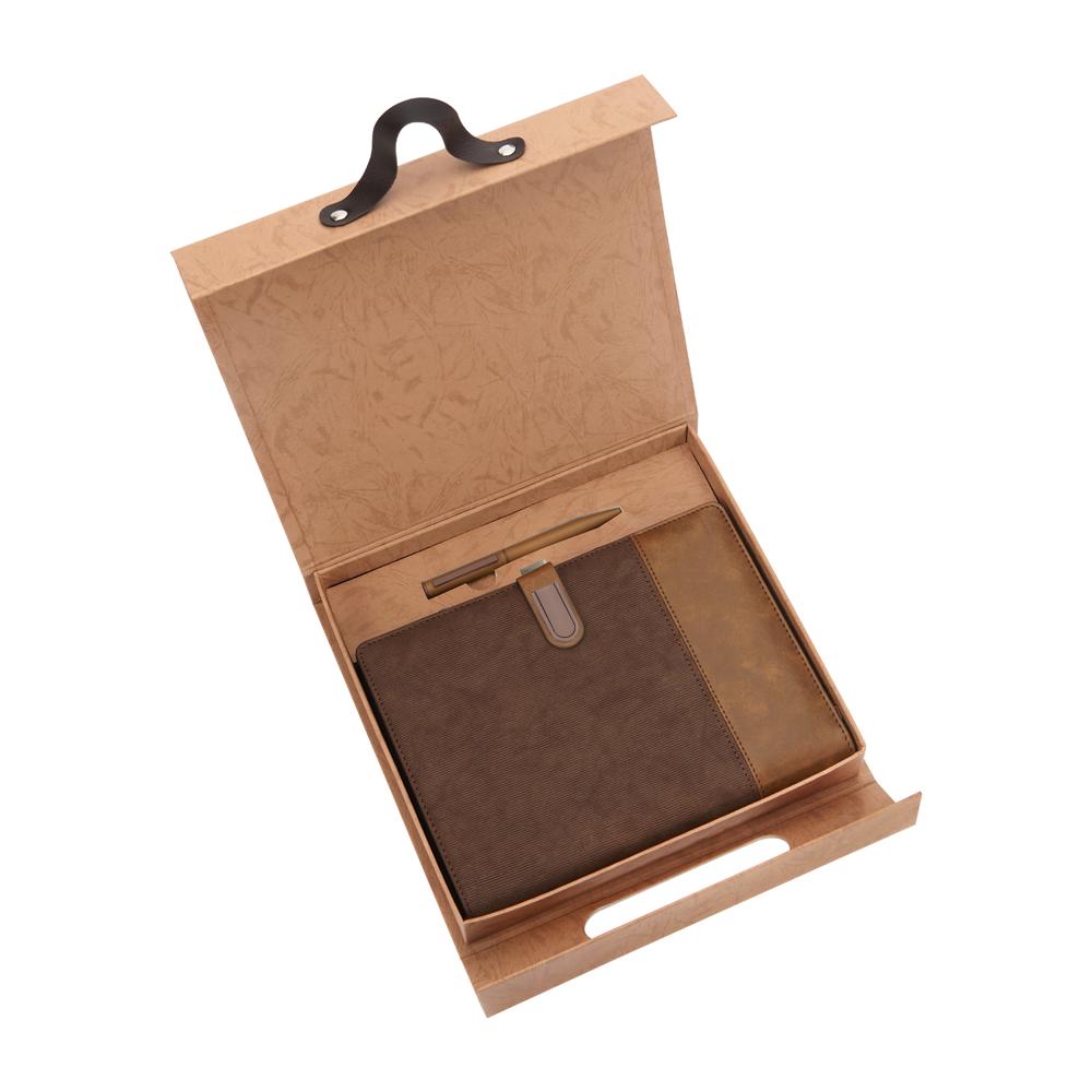 Diary & Pen Set With Inbuilt 10000 mah power bank & Wireless Charging