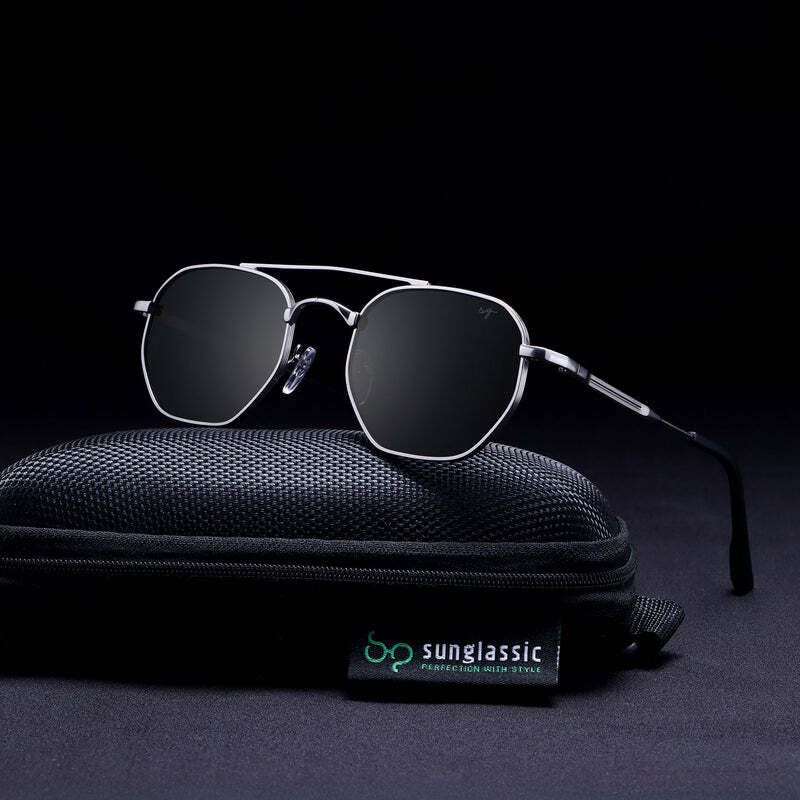 Phantom GunBlack Hexagon Sunglasses