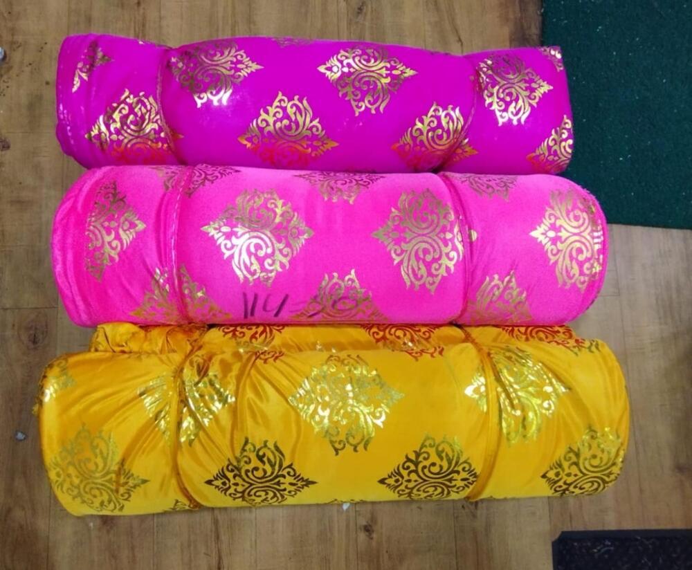 Lycra Foil Fabric for Mandap Tent Decoration with Mirror Shine Finish and Premium Stretch Look