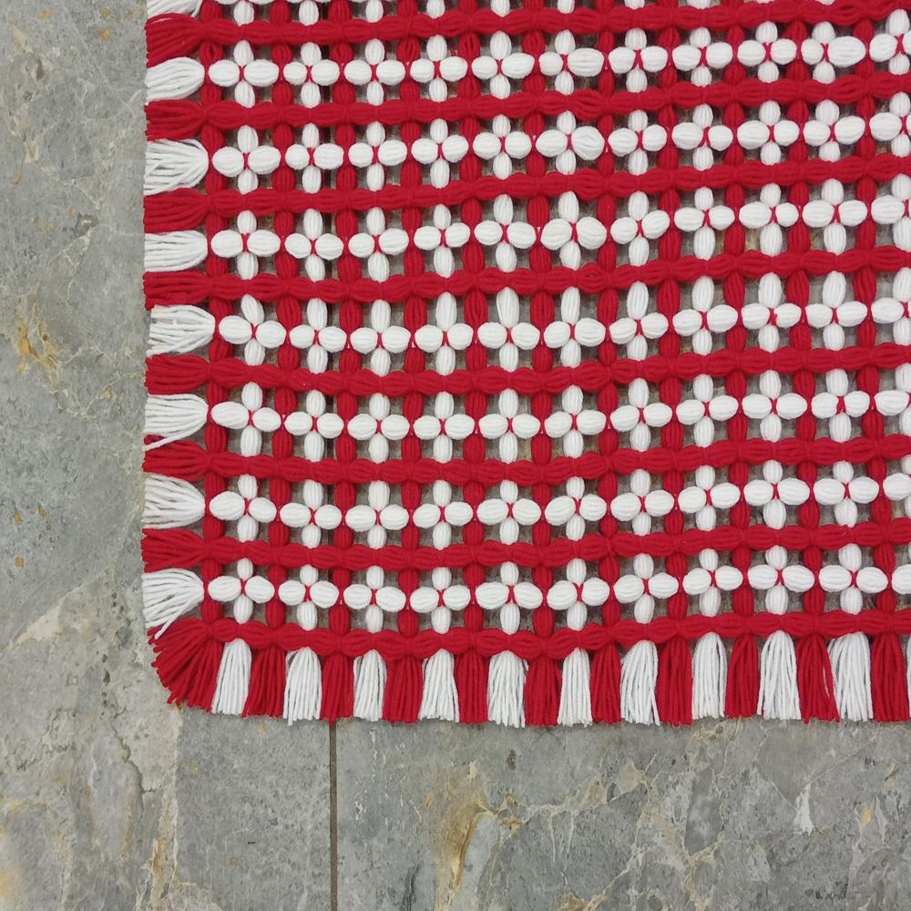 Red machi woolen crochet rumal / handmade pure wool prayer mate