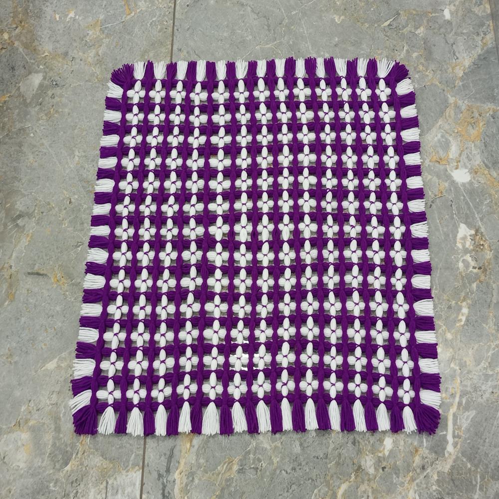 Red machi woolen crochet rumal / handmade pure wool prayer mate