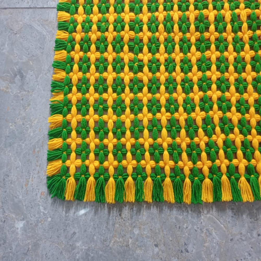 original prayer woolen mate / crochet item / yellow mate