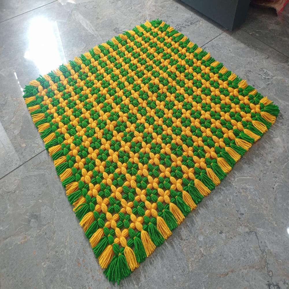 original prayer woolen mate / crochet item / yellow mate