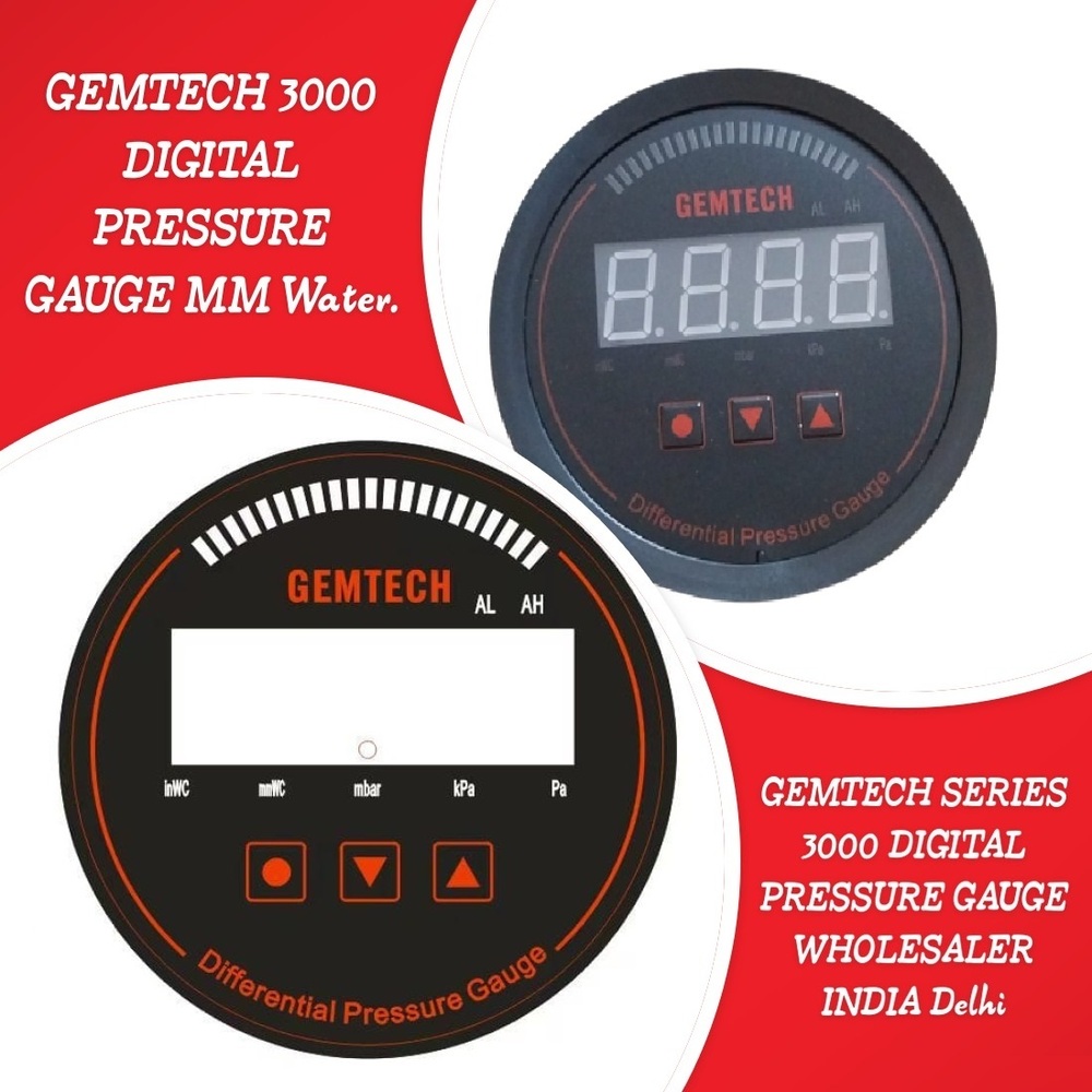GEMTECH Series 3000 Digital Pressure Gauge Range 0 to 0.125 KPA