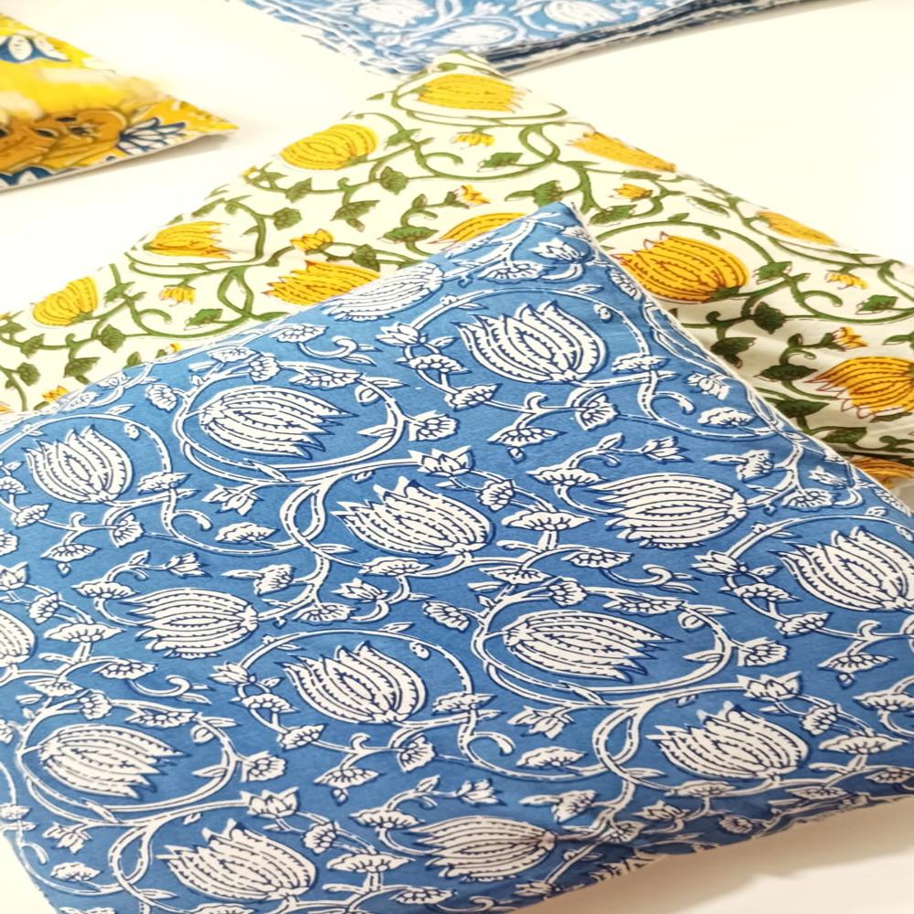 Hand Block Printed Cotton Cushion Covers - Color: Multi