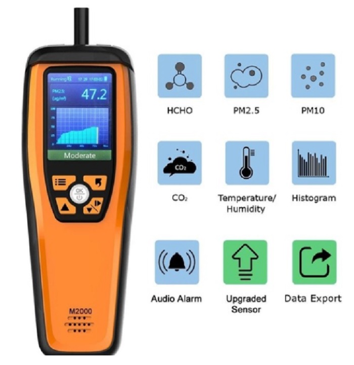 Handheld Air Quality Monitor AQI PM2.5 Temperature Humidity Detector for Home, Office or School