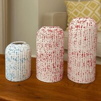 Multicolor Ceramic Tiedye Flower Vase Set Of 3 - Design Type: Modern
