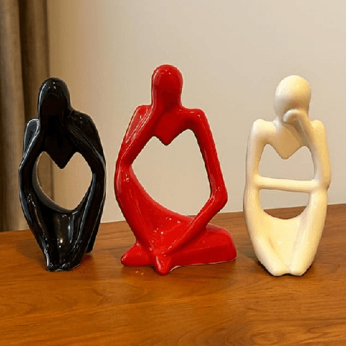 Modern Decorative Abstract Thinker Men Statue Set Of 3