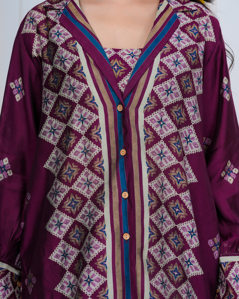 Maroon Muslin Co ord Set