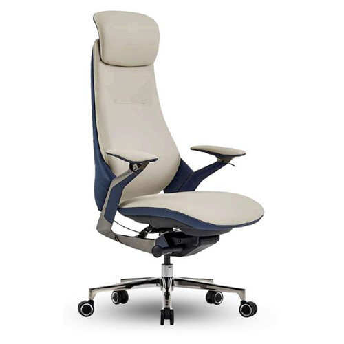 Alpha Beige And Blue Luxury High Back Chair