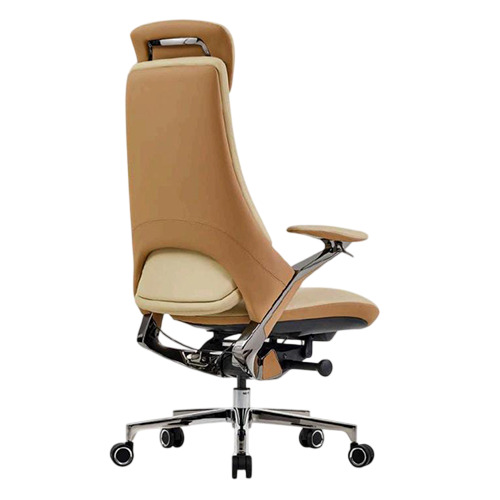 Alpha Beige And Tan Luxury High Back Chair