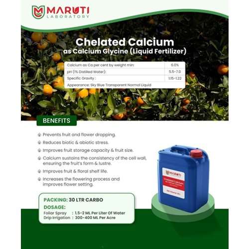 Chelated Calcium As Calcium Glycine (Liquid Fertilizer) - Application: Agriculture