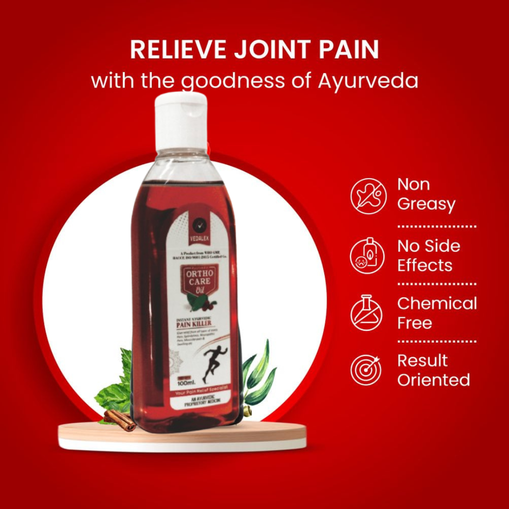 Ortho Care Ayurvedic Pain Relief Therapeutic Oil for Joint & Body Comfort | Herbal Ayurvedic Oil for Knee, Back, Shoulder, Muscle & Joint Pain 100ml 