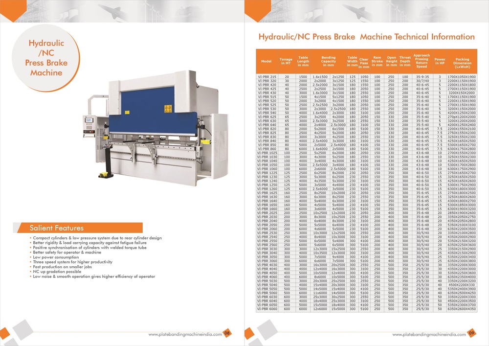 Hydraulic Press Brake Machine - Application: Sheet Metal Works